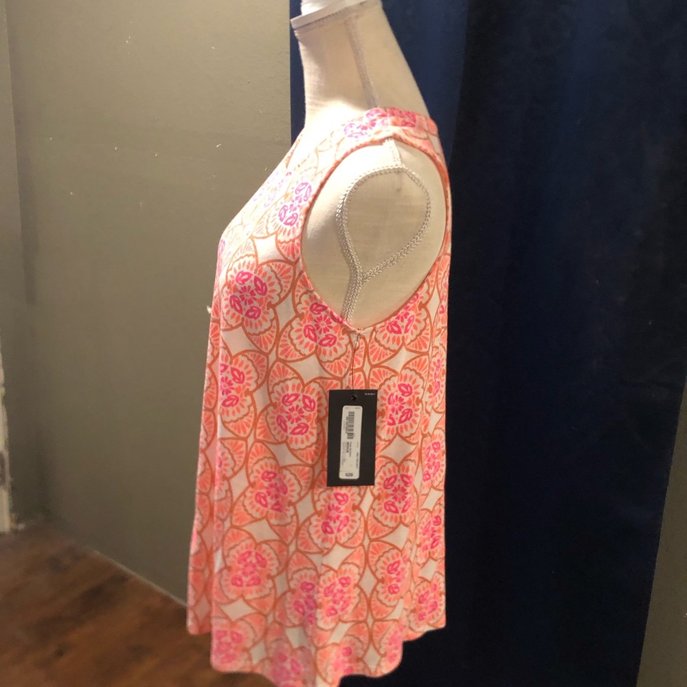 Floral fluorescent pink/ orange top